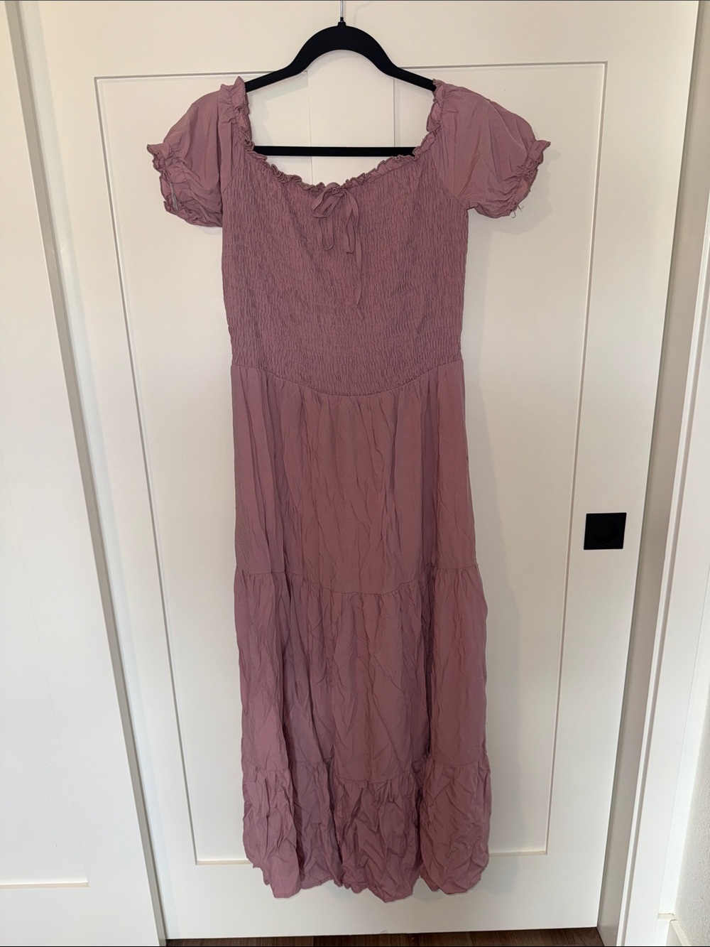 Smocked Midi Dress in Dusty Rose